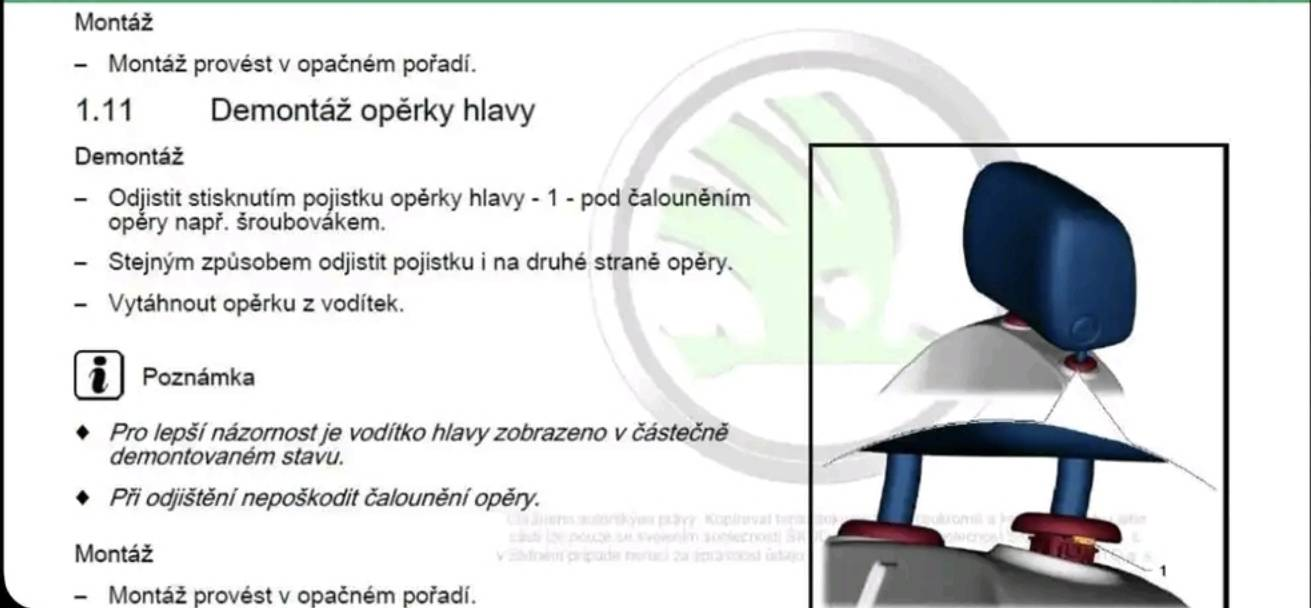 Jak na demontáž a montáž opěrky hlavy v automobilu - manuál